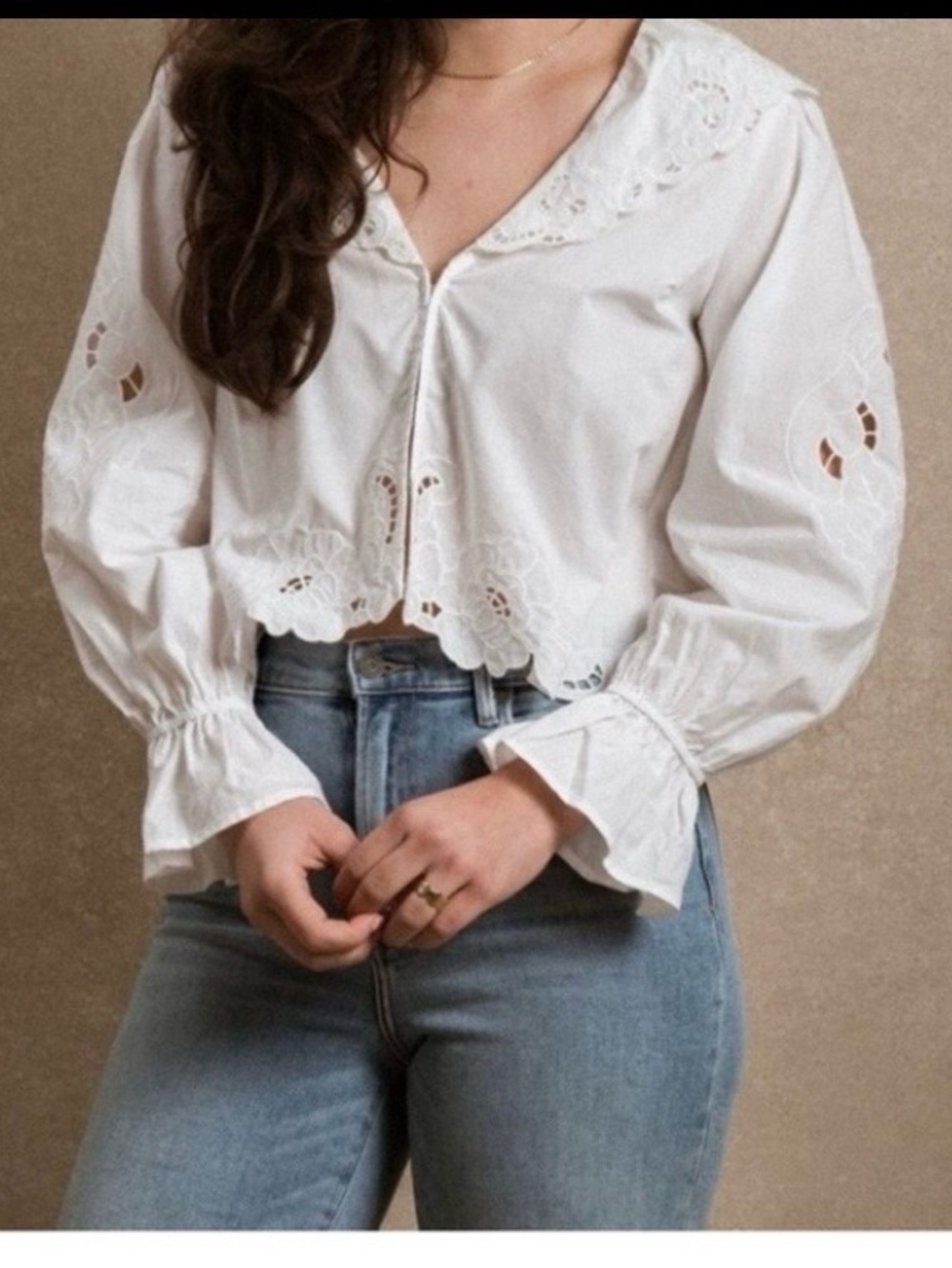 Neuflora White Lace Eyelet Blouse